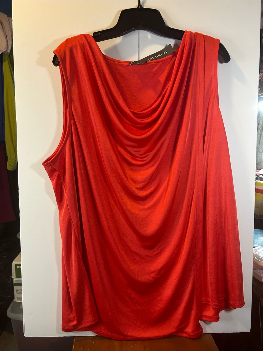 NWT The Limited Red Draped Cowl Neck Tank Size 2X